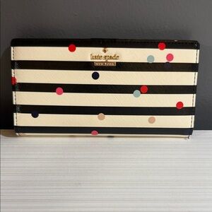 Kate Spade Cameron Street Confetti Stacy wallet  striped design w/colorful dots